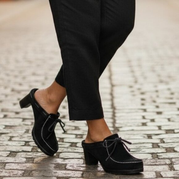 Vintage Y2K LRL RALPH LAUREN Mindi Suede Mocassin Mules 6 Clogs Vibram Lug Soles - Picture 1 of 16